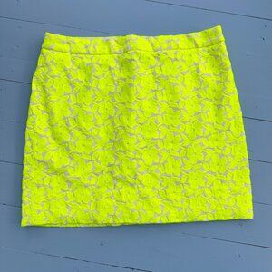J Crew Neon Yellow Mini Skirt Lace Short Skirt Business Casual